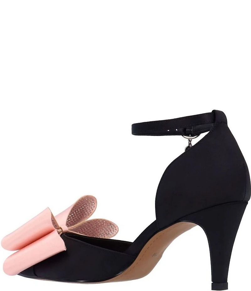 J. Renee Pammie Satin Ankle Strap Bow Pumps