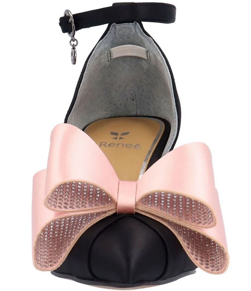 J. Renee Pammie Satin Ankle Strap Bow Pumps