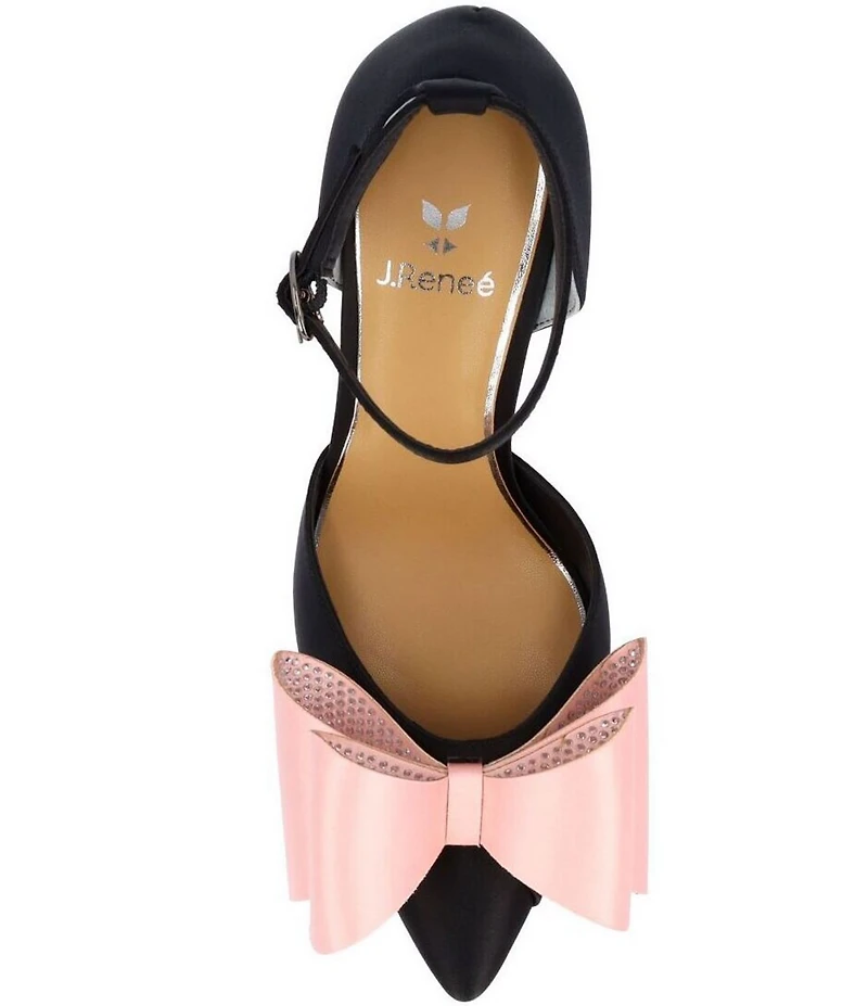 J. Renee Pammie Satin Ankle Strap Bow Pumps