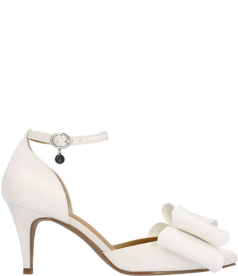 J. Renee Pammie Satin Ankle Strap Bow Pumps
