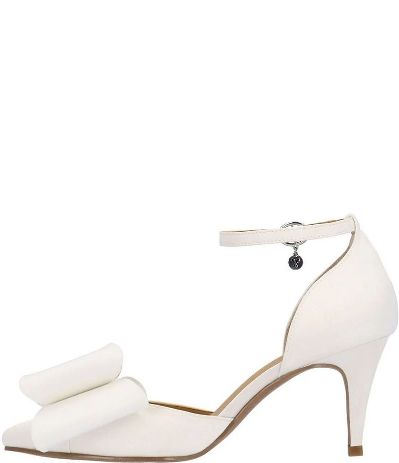 J. Renee Pammie Satin Ankle Strap Bow Pumps