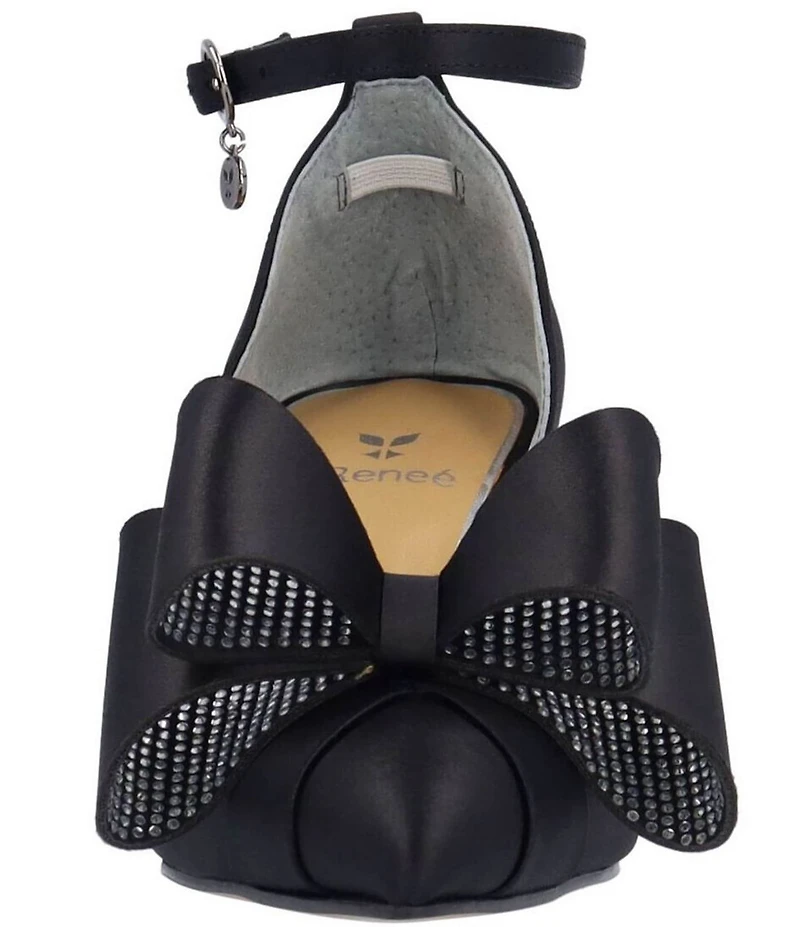 J. Renee Pammie Satin Ankle Strap Bow Pumps