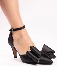 J. Renee Pammie Satin Ankle Strap Bow Pumps