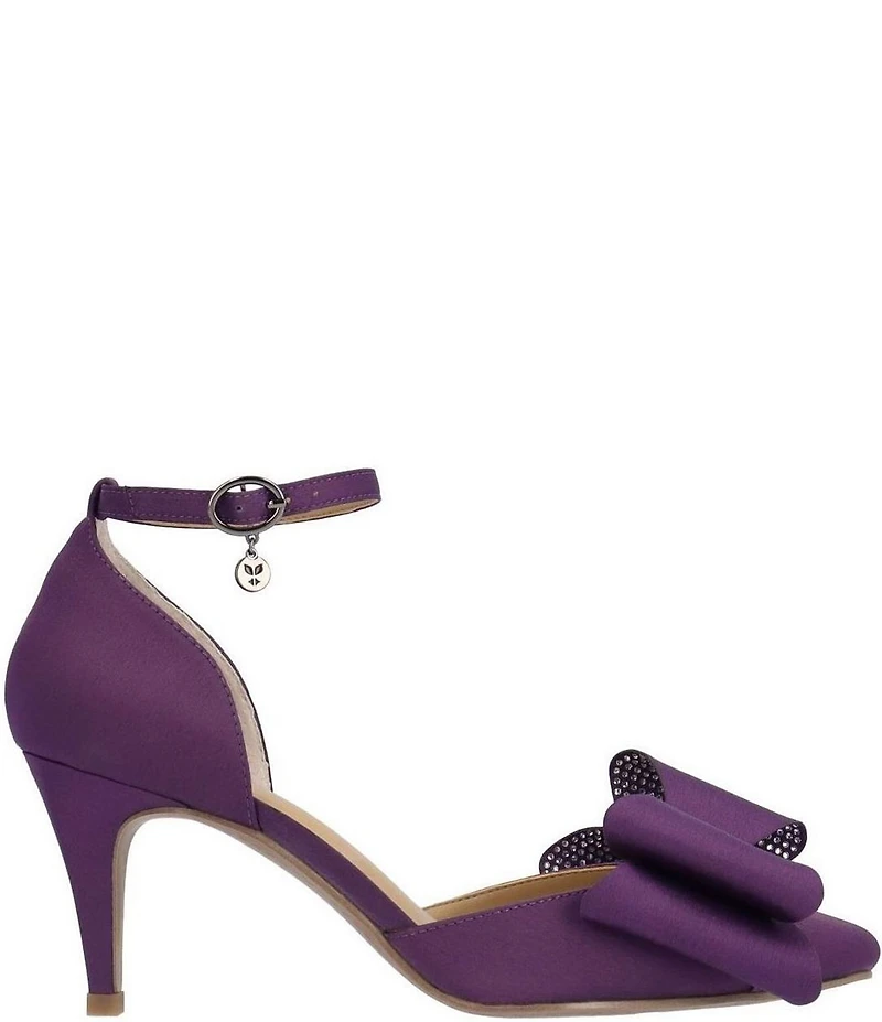 J. Renee Pammie Satin Ankle Strap Bow Pumps