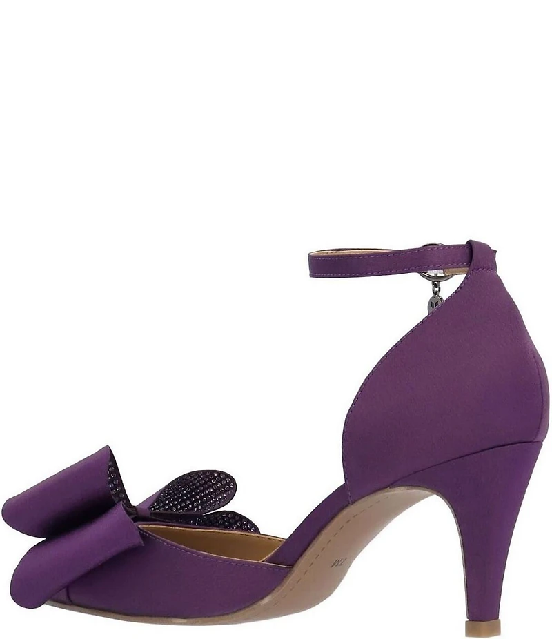 J. Renee Pammie Satin Ankle Strap Bow Pumps