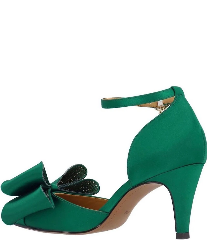 J. Renee Pammie Satin Ankle Strap Bow Pumps
