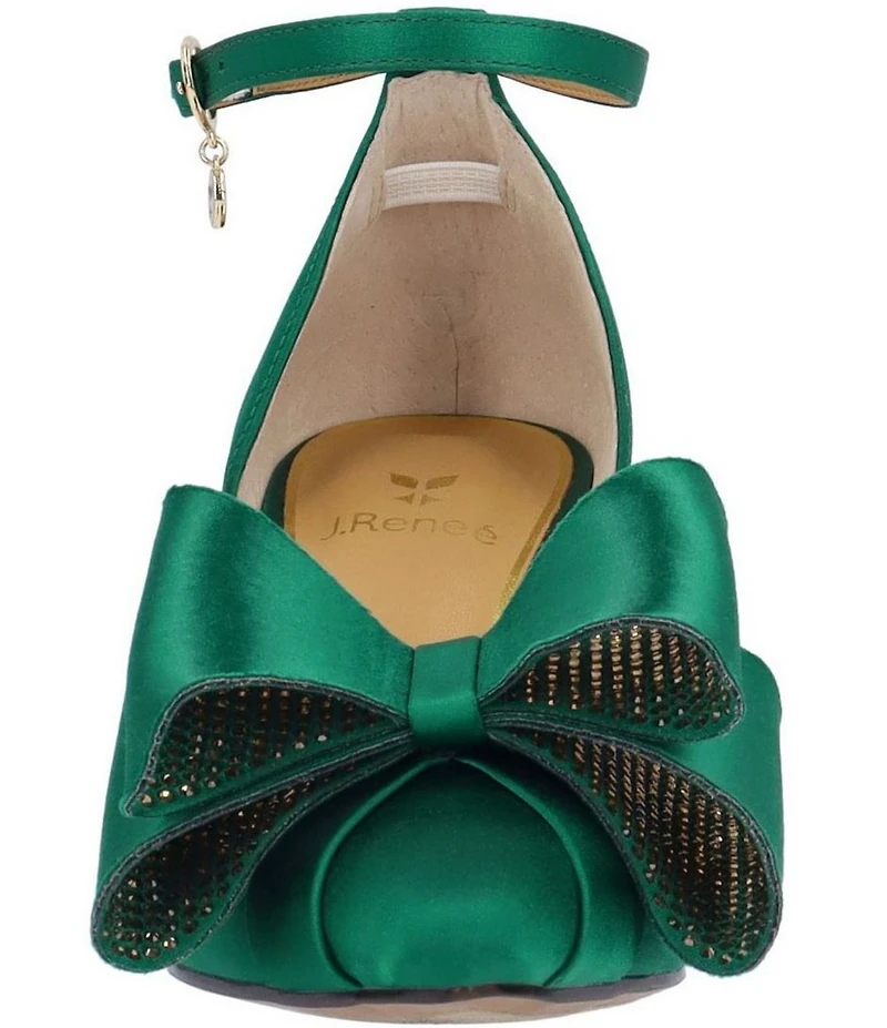 J. Renee Pammie Satin Ankle Strap Bow Pumps