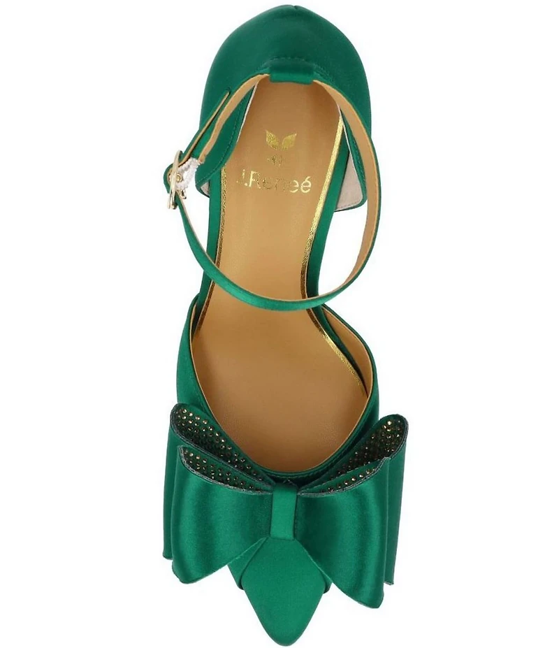 J. Renee Pammie Satin Ankle Strap Bow Pumps