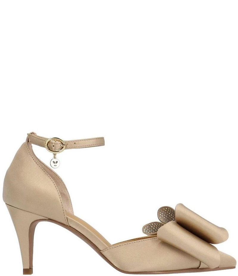 J. Renee Pammie Satin Ankle Strap Bow Pumps