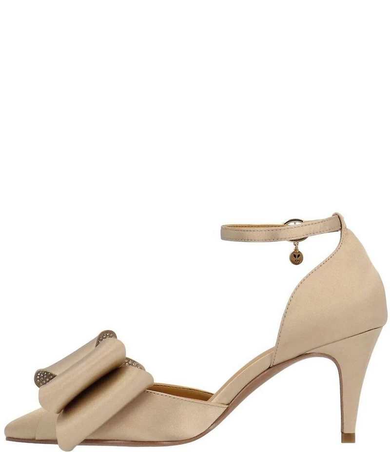 J. Renee Pammie Satin Ankle Strap Bow Pumps