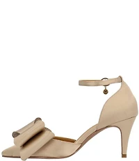 J. Renee Pammie Satin Ankle Strap Bow Pumps