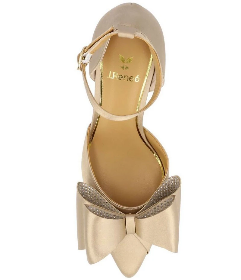 J. Renee Pammie Satin Ankle Strap Bow Pumps