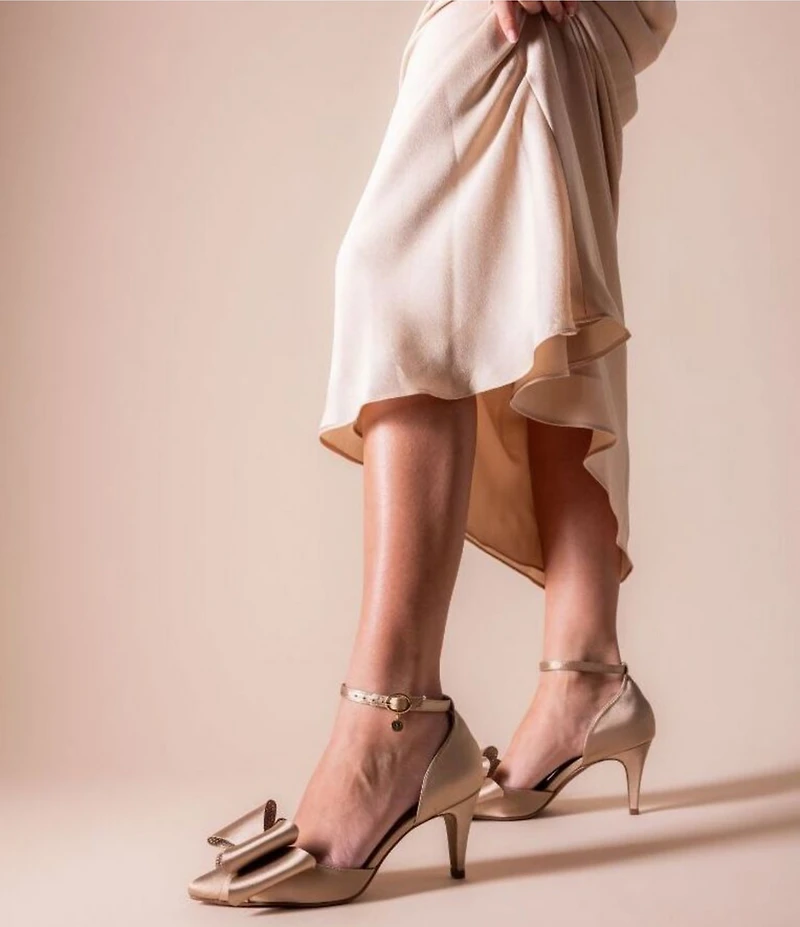 J. Renee Pammie Satin Ankle Strap Bow Pumps