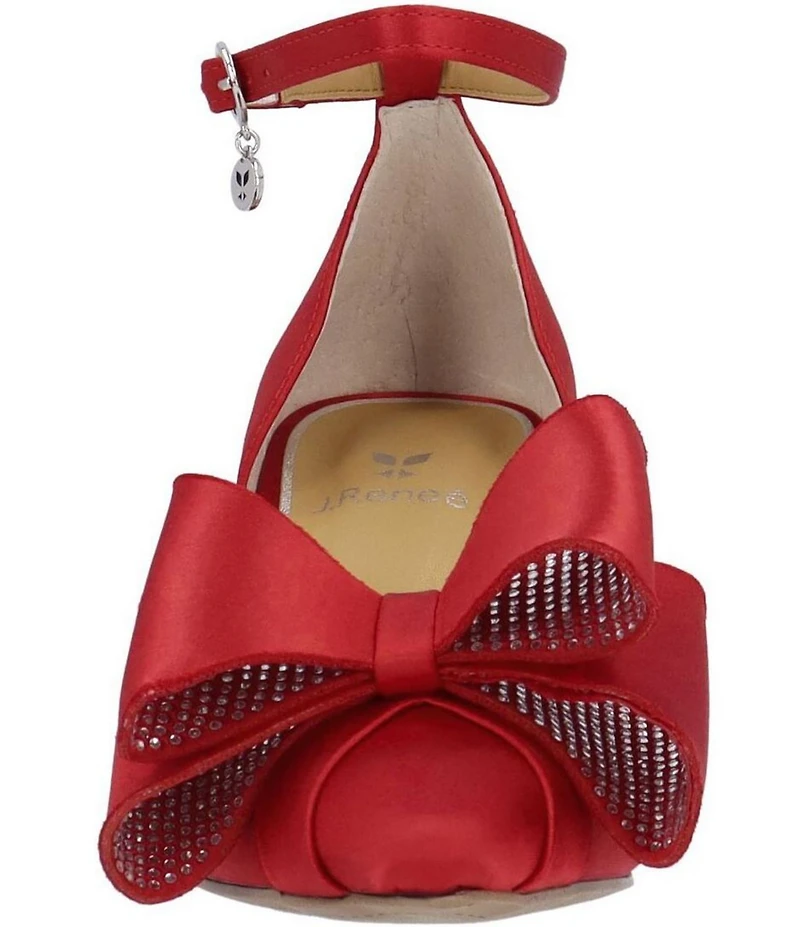 J. Renee Pammie Satin Ankle Strap Bow Pumps