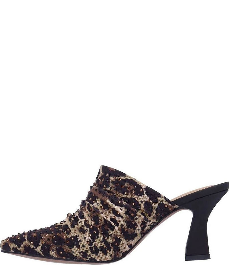 J. Renee Parisa Leopard Print Rhinestone Mesh Dress Mules