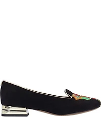 J. Renee Perenoel Santa Embroidered Suede Block Heel Pumps
