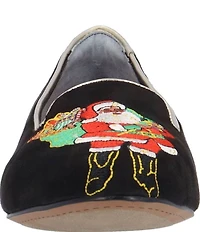 J. Renee Perenoel Santa Embroidered Suede Block Heel Pumps