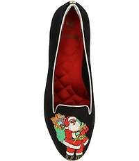 J. Renee Perenoel Santa Embroidered Suede Block Heel Pumps