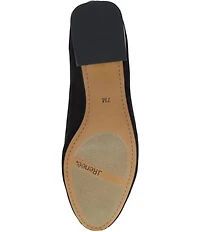 J. Renee Perenoel Santa Embroidered Suede Block Heel Pumps