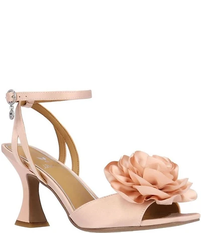 J. Renee Pomeline Satin Ankle Strap Rose Dress Sandals