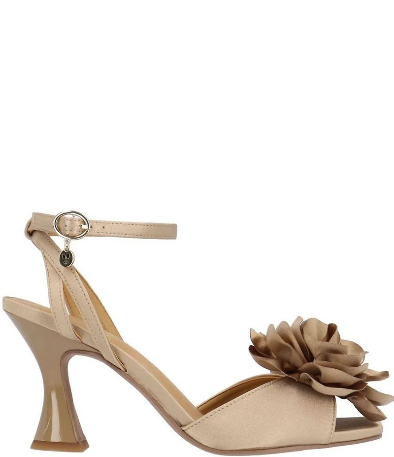 J. Renee Pomeline Satin Ankle Strap Rose Dress Sandals