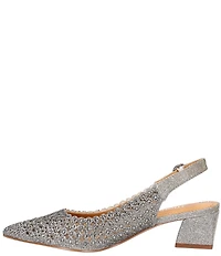 J. Renee Pranil Glitter Fabric Rhinestone Block Heel Sling Pumps