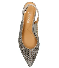 J. Renee Pranil Glitter Fabric Rhinestone Block Heel Sling Pumps