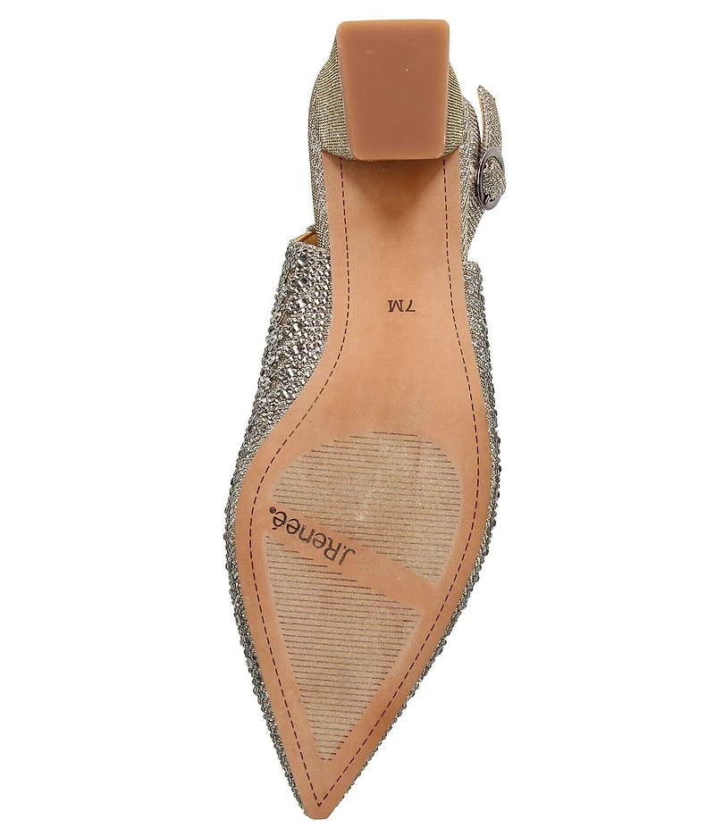 J. Renee Pranil Glitter Fabric Rhinestone Block Heel Sling Pumps
