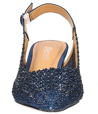 J. Renee Pranil Satin Rhinestone Block Heel Slingback Pumps