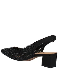 J. Renee Pranil Satin Rhinestone Block Heel Slingback Pumps