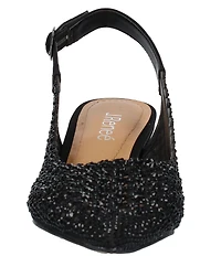 J. Renee Pranil Satin Rhinestone Block Heel Slingback Pumps