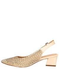 J. Renee Pranil Satin Rhinestone Block Heel Slingback Pumps