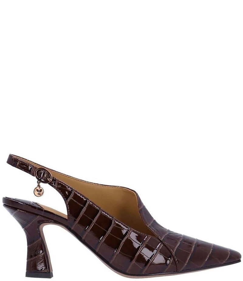J. Renee Prissy Croco Embossed Patent Sling Shooties
