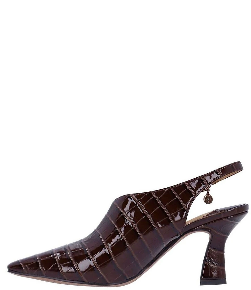 J. Renee Prissy Croco Embossed Patent Sling Shooties