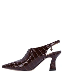 J. Renee Prissy Croco Embossed Patent Sling Shooties