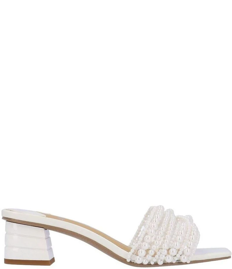 J. Renee Purla Clear Vinyl Pearl Strands Dress Slide Sandals