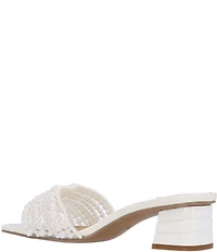 J. Renee Purla Clear Vinyl Pearl Strands Dress Slide Sandals