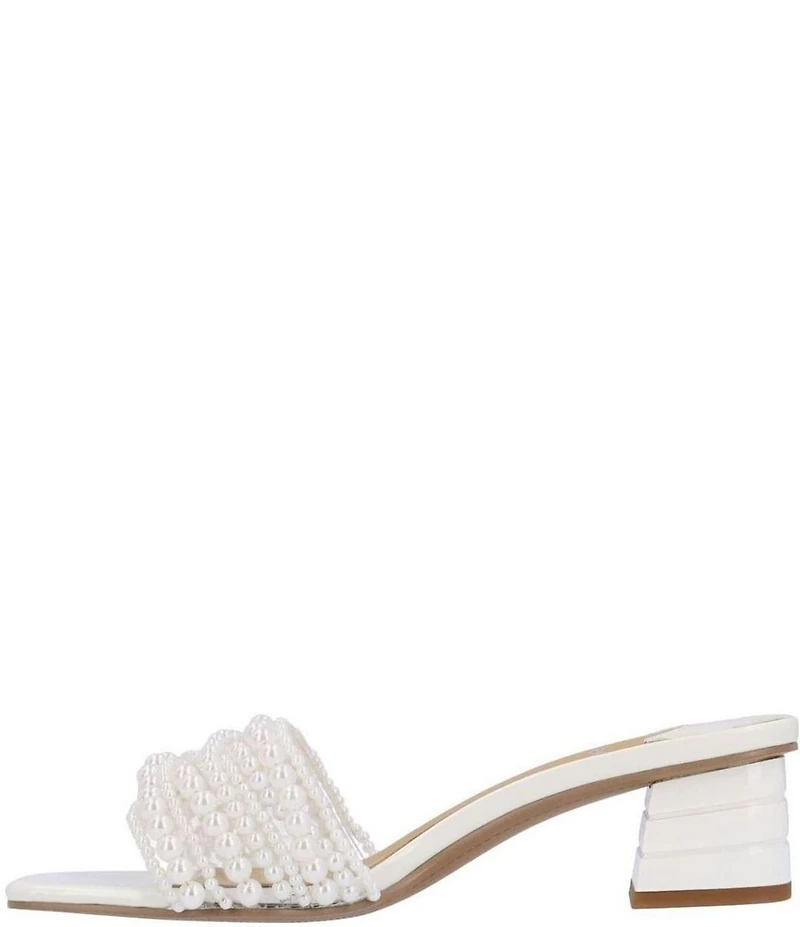 J. Renee Purla Clear Vinyl Pearl Strands Dress Slide Sandals