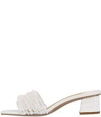 J. Renee Purla Clear Vinyl Pearl Strands Dress Slide Sandals