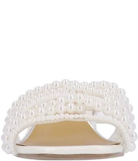J. Renee Purla Clear Vinyl Pearl Strands Dress Slide Sandals