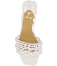 J. Renee Purla Clear Vinyl Pearl Strands Dress Slide Sandals