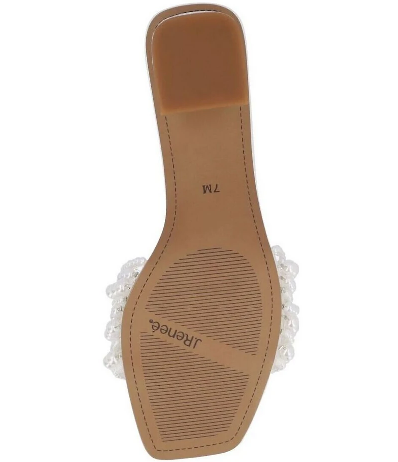 J. Renee Purla Clear Vinyl Pearl Strands Dress Slide Sandals