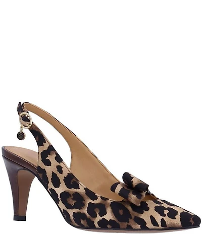 J. Renee Rayne Leopard Print Half Bow Detail Slingback Pumps