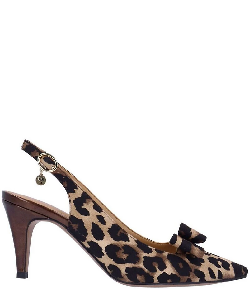 J. Renee Rayne Leopard Print Half Bow Detail Slingback Pumps