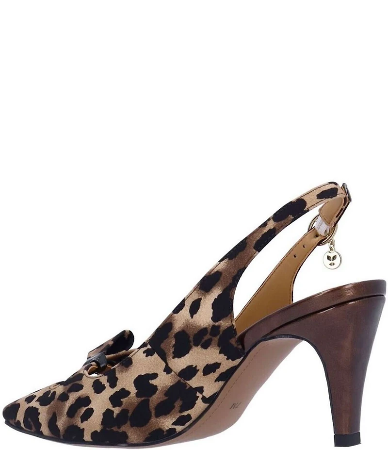 J. Renee Rayne Leopard Print Half Bow Detail Slingback Pumps
