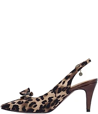 J. Renee Rayne Leopard Print Half Bow Detail Slingback Pumps