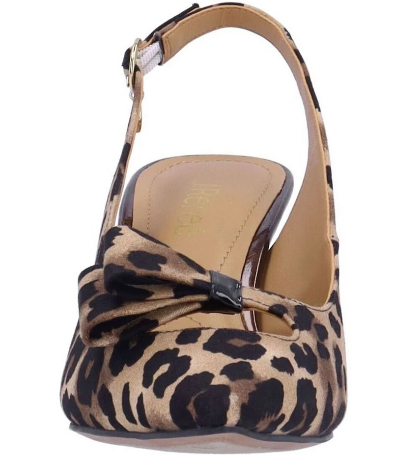 J. Renee Rayne Leopard Print Half Bow Detail Slingback Pumps