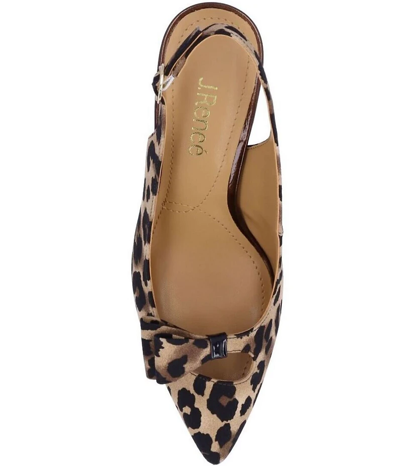 J. Renee Rayne Leopard Print Half Bow Detail Slingback Pumps