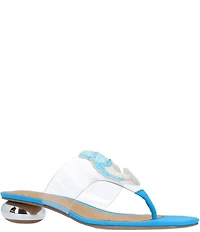 J. Renee Rhinestone Dolphin Clear Vinyl Thong Sandals