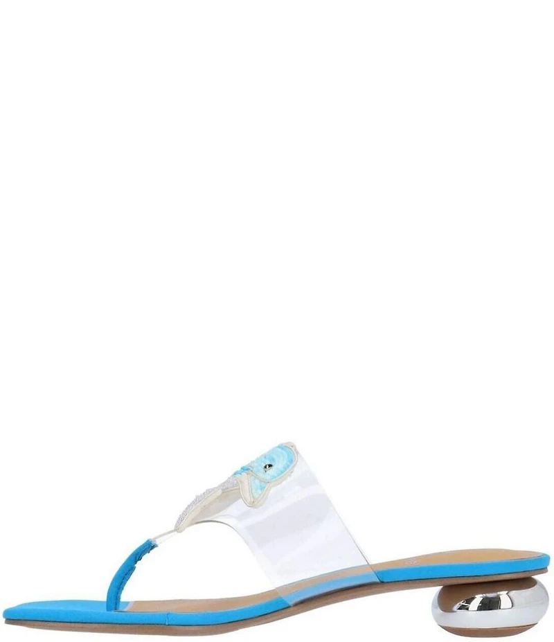 J. Renee Rhinestone Dolphin Clear Vinyl Thong Sandals